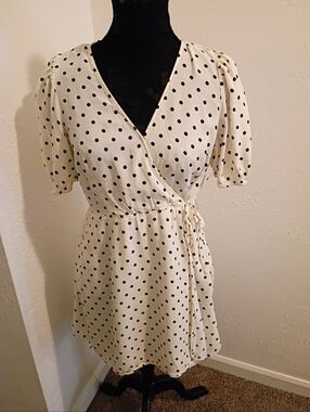 a new day Cream and Black Polka Dot Mini Dress